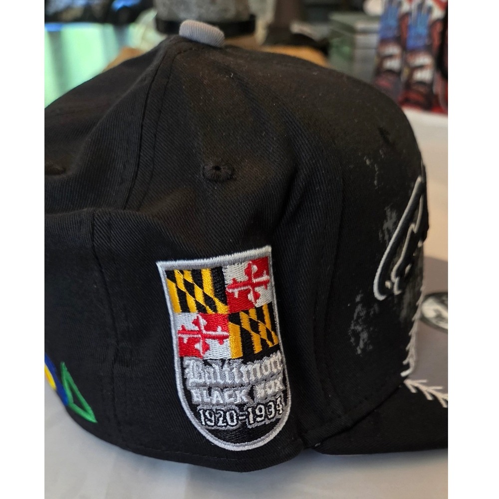 Headgear Classics Fitted Hat Mens 6 7/8 Black Grey New Baltimore Black Sox Cap - Picture 4 of 7